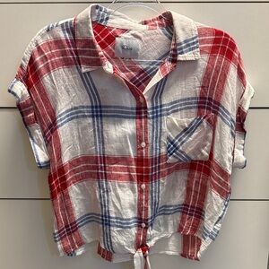 Rails Red and Blue Plaid Tie-Front Shirt